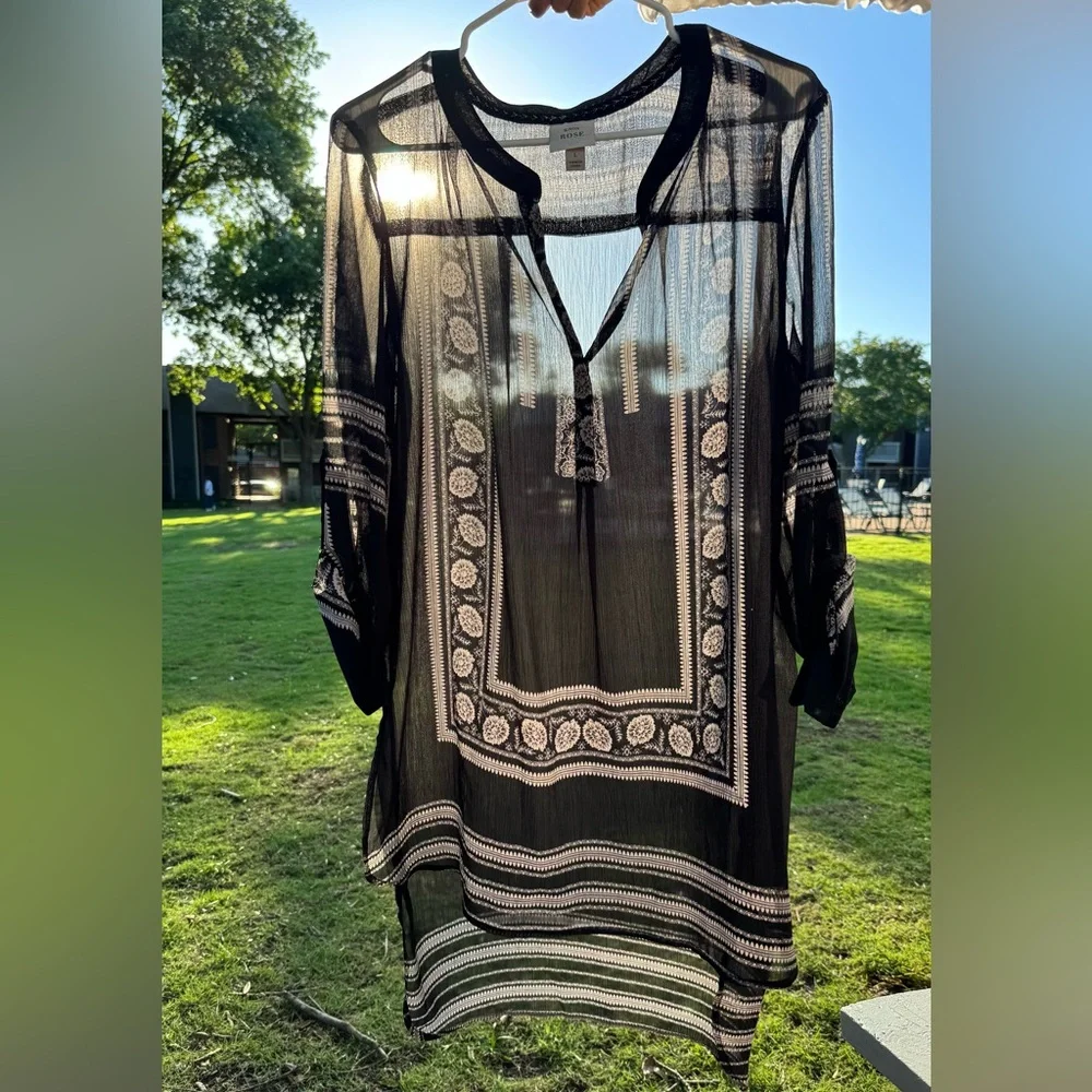 Knox Rose Women's Black and White Sheer. swimsuit cover - Picture 9 of 12